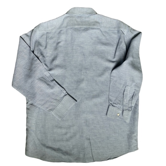 Hart Schaffner Marx Button Down Non Iron Linen Blend Shirt Mens 17 1/2 35 #51C - Picture 2 of 12